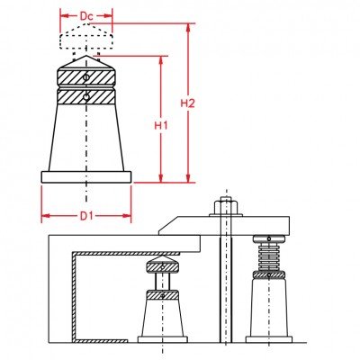 Screw-Jack-with-Conical-Head-and-Locknut-drawing